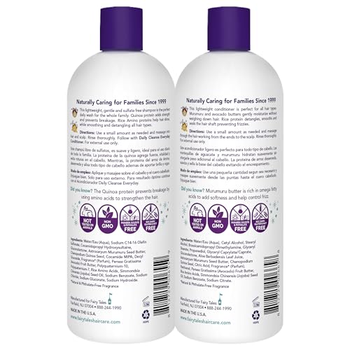 Image of Fairy Tales Daily Cleanse Everyday Kids Shampoo + Conditioner set - Gentle Natural Defining Product, Tangle Free, Moisturizing and Hydrating, Clean + Natural Ingredients - Paraben Free - 32 oz. (2PK)