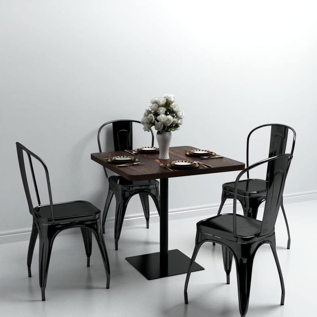 Tavolo da bistrot quadrato, 80 x 80 x 75 cm, elegante tavolo da pranzo in MDF di frassino scuro e robusta gamba in acciaio, tavolino da caffè quadrato per gastronomia, ristorante, caffè e