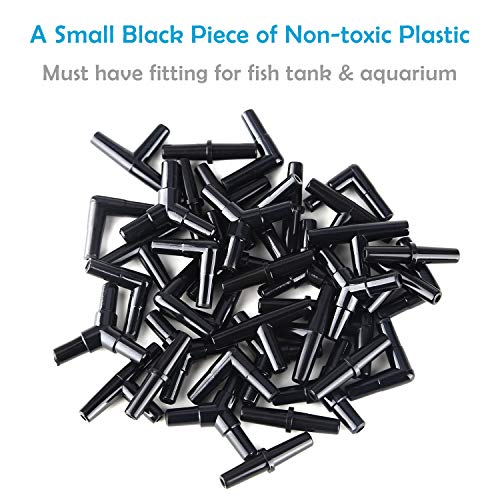 Image of Pawfly 40 Piece Aquarium Airline Tubing Connectors Black, Aquarium Airline Tubing Connector Plastic Inline Valve