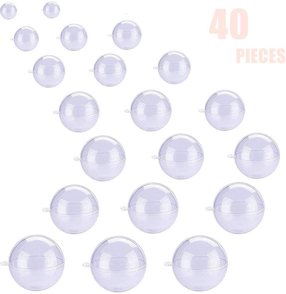 AIVS 20 Set Large Size DIY ABS Plastic Bath Bomb Model 40 Pieces for Crafting Your Own Fizzles, Clear Plastic Ball Ornaments for Christmas and Party Decorations