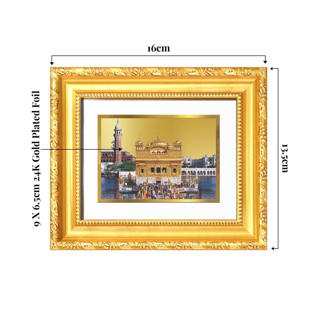 Image of DIVINITI Sachkhand Shri Darbar Sahib (Golden Temple) 24K Gold Plated Foil Wall and Tabletop Photo Frame for Home Decor, Puja Room, Luxury Gifting | DG Frame 103 S1 (16x13.5 CM)