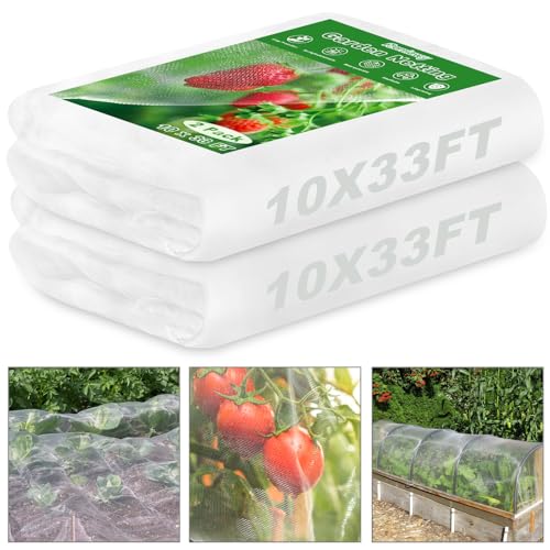 Remiawy Garden Netting 2 Pack 10 x 33 FT Ultra Fine Garden Mesh Netting for Plants Gardening Raised Bed Barrier Row Cover Protection Screen for Fruits Flowers Vegetables from Birds Animals Deer