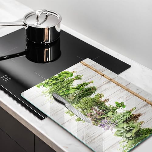 Planche à découper verre haut de gamme Wallfluent herbes séchées
