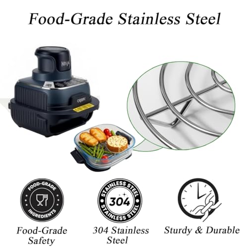 Image of Stainless Steel Crisper Rack Compatible with Ninja Crispi Air Fryer FN101 for 2.5QT & 4QT Container, Cooking Rack Fits Ninja Crispi Accessories for Cooking, Baking, Food Grade & Dishwasher Safe