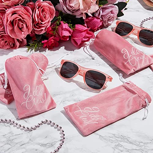 Sparkle and Bash Bachelorette Party Favor Sunglasses - 12 Pack, Free Size, Pink, Classic - I Do Crew Bridesmaid Sunglasses for Bridal Party with Velvet Pouches2
