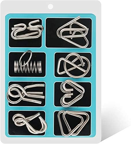 16 Pcs Metal Wire Puzzle, Unlock Interlock IQ Test Game, Magic Trick Toy Gift for Kids and Adults 5 51G6PZj znL. AC