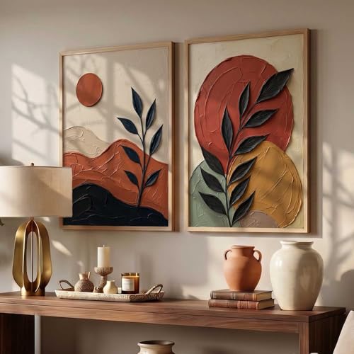 Image of kotart BOHO Art Wall Painting Home Decoration With Frame For Living Room Bed Room Hotel Wall Decor Digital Reprint Engineered Wood Set of 2 (14 X 20 INCH)