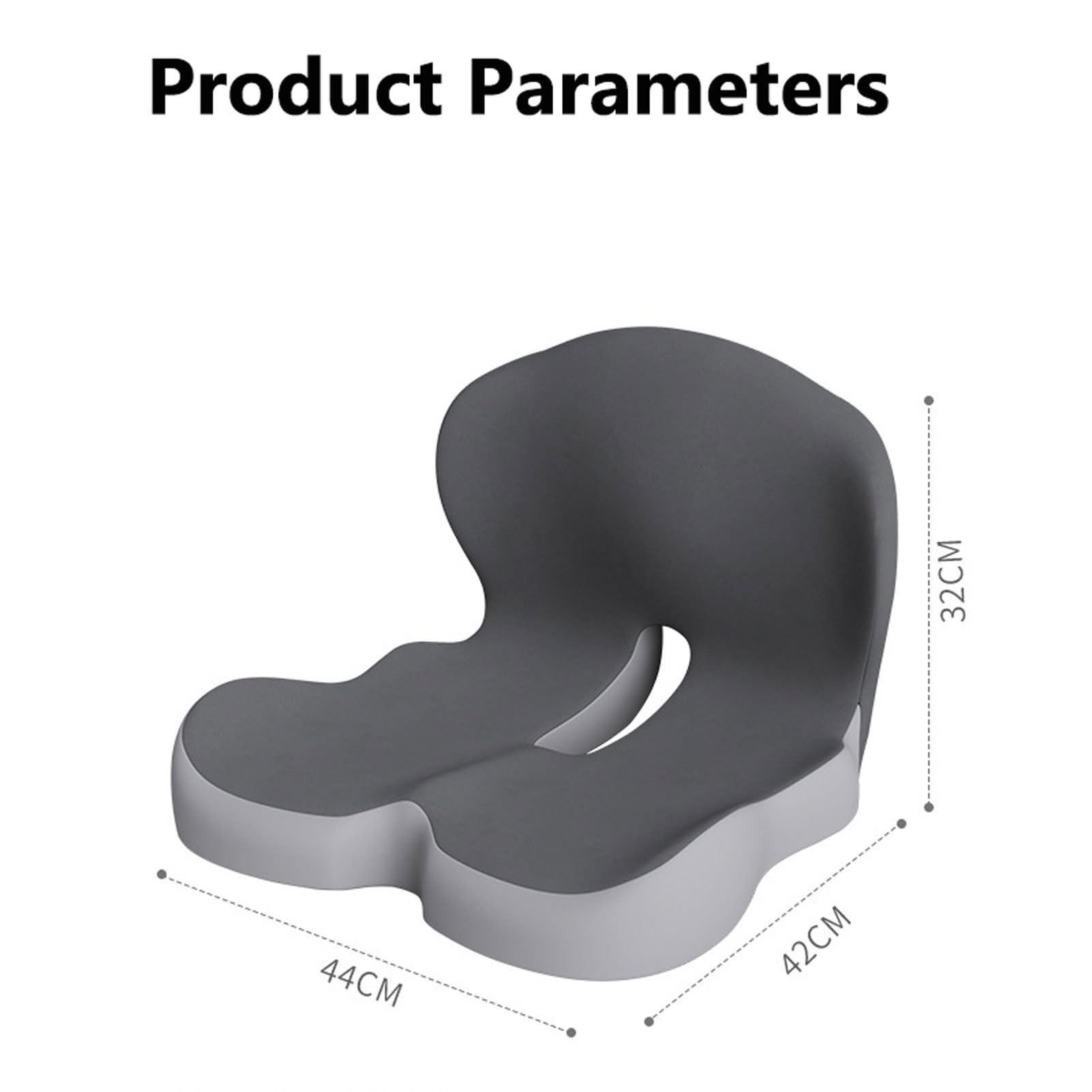 Ergonomiczna poduszka z pianki memory z podparciem lędźwiowym, oddychające poduszki siedzeniowe w kształcie litery L, poduszki przeciwodleżynowe na pośladki (N 44x42x32cm)