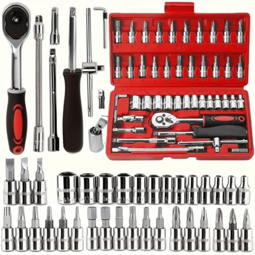 Kit de Ferramentas 46 Peças com Catraca Reversível – Soquetes em ...