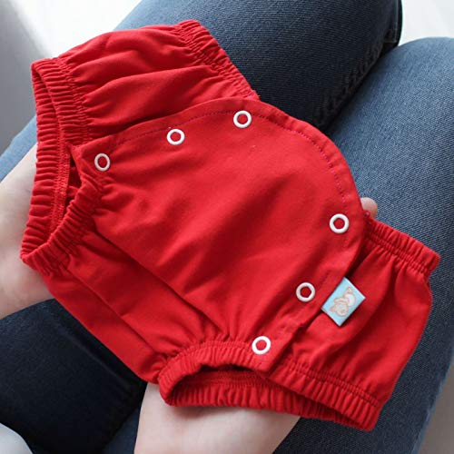 Conjunto Tapa Fralda e Babador Bandana Impermeável com Regulagem Bebê Malha Liso Vermelho