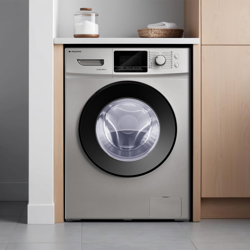 Aspes Lavadora 9 Kg Carga Frontal, Inox, AL9401AIDVX. 1400 rpm, Motor Inverter, 16 Programas, Eco-logic System, Tambor de Acero Inoxidable, Clase de Eficiencia Energética A
