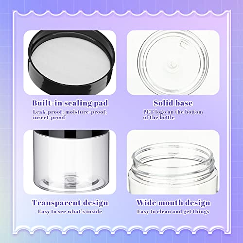Image of Aoriher 150 Pcs Clear Plastic Jars with Lids Round Containers,2 Oz,Black | Small Slime Empty Containers for Cosmetic Lotion Cream Ointment, Great Travel Storage Organizing Makeup Samples Rhinestone
