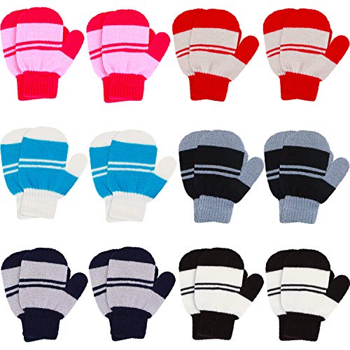 12 Pairs Toddler Baby Kids Magic Stretch Mittens Winter Unisex Knitted Gloves for Christmas Giving