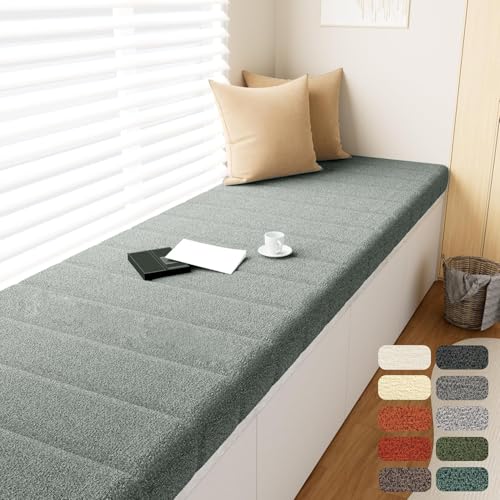 WLXFF Cojín de Banco, Antideslizante Cojín para Exteriores, Impermeable Cojines para Banco de Jardín Extraíble, Colchoneta para Banco Jardin,Light Gray,120x55cm