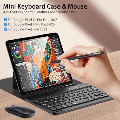Teclado y mouse Google Pixel 10 9 Pro Fold inalámbrico con lápiz óptico y estuche 2