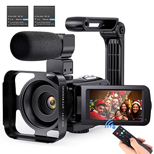 Video Camera 2.7K Ultra HD Camcorder YouTube Vlogging Camera with Microphone IR Night Vision 16X Digital Zoom 3 inch IPS Touch Screen Video Recorder Handheld Stabilizer, Remote Control Without SD card