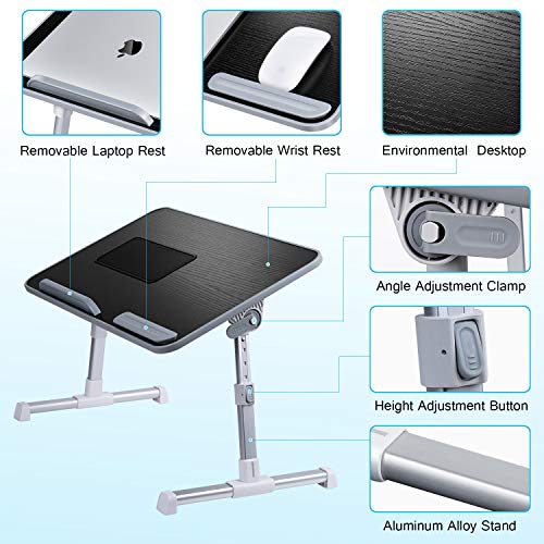 Laptop Desk for Bed with Cooling Fan, Boxeroo 20.5”x11.8” Adjustable Notebook Bed Stand, Portable Standing Table with Foldable Legs, Foldable Lap BookTable for Sofa Couch Floor, Trays for Eating - Thumbnail 3
