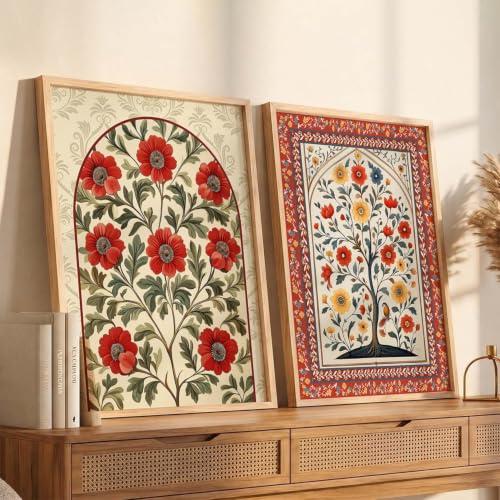Image of kotart - Pichwai Art Painting for Wall Decoration Wall Poster With frames Traditional Indian Art Madhubani Paintings for Living Room Framed Painting Home Room Bedroom Office Decor Paintings Home Decoration Indian Decor Frames set of 2 (5, (20x30 Inch), Framed)