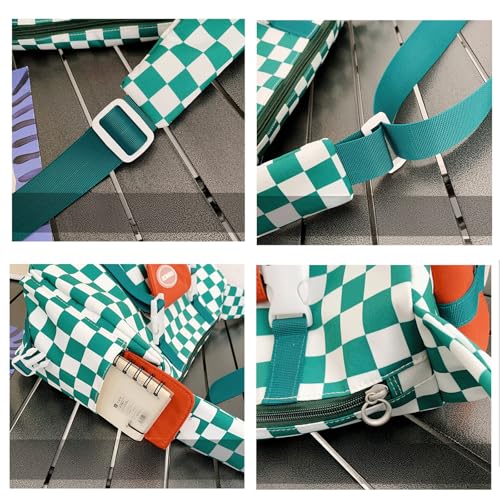 Checkered Crossbody Bag Large Canvas Checkered Bum Messenger Bag with Front Pocket Alt Bum Bags for Women Alt Trendy 20254