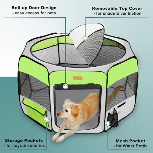 Akinerri Cercadinho para Cães, Cercadinho Portátil para Animais de Estimação para Gatos, Filhotes, C