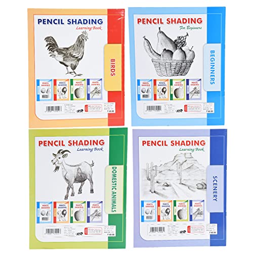 Image of Inikao's Pencil Shading Adventures for Kids: Beginner's Guide Collection | Animals, Fruits, Nature | 4-Book Set (Step by Step Activity Book on Draw and Colouring)
