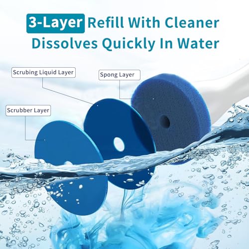 Electric Toilet Brush and Holder Set, Hillyfe Motorized Toilet Brush with 15 Disposable Refill Heads, Hard Nylon Brush 360 Degree Cleaning, Rechargeable - Image 5