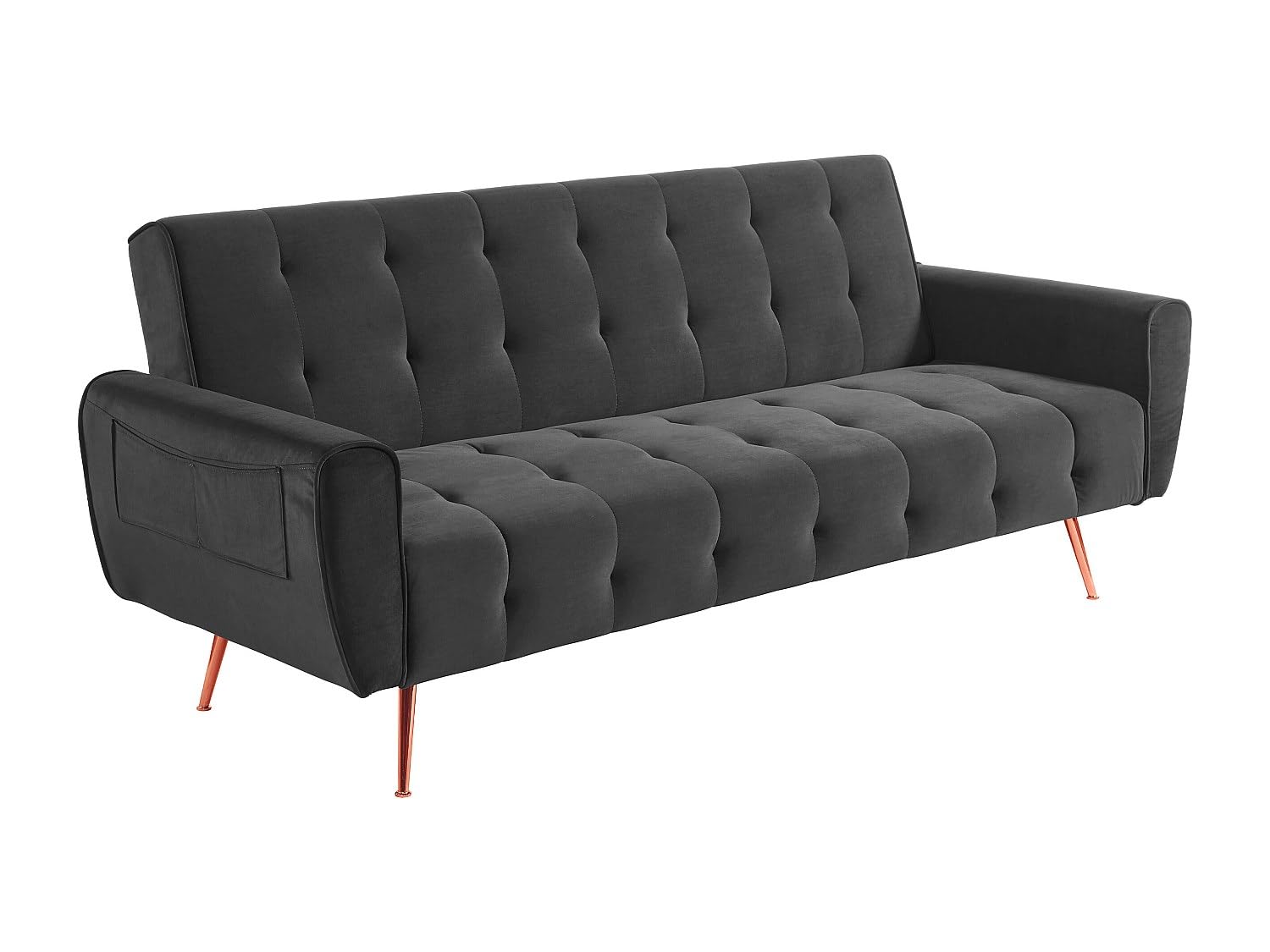Vente-unique - Canapé 3 Places Convertible clic-clac en Velours POLANI - Anthracite