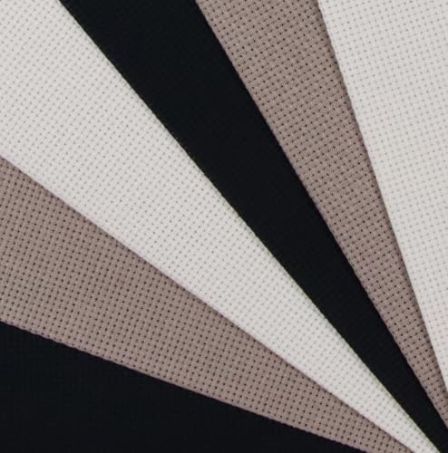 Image of KCS 4 /6 pc of 12 inch x 18 inch(30cmx45cm) 16 Count Cotton Aida Cloth Cross Stitch Fabric (6 pc,Ecru+Coffee+Black)