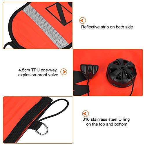 Boya de marcador de superficie inflable Keenso de 4 pies compacta y resistente para buceo 7
