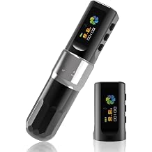 YILONG Wireless Tattoo Machine F3 Rotary Tattoo Pen Machine with 2PCS 2000mAh Batteries 6 Strokes Length Tattoo Battery Pen Coreless Motor LED Digital Display Tattoo Gun for Tattoo Artist Silver