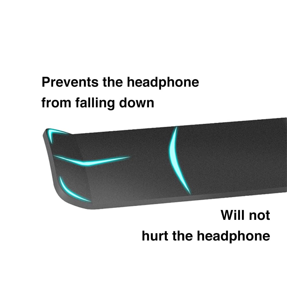 Paquete de 2 ganchos de aluminio para auriculares debajo del escritorio, con cinta adhesiva fuerte VHB, soporta 5 libras (negro)