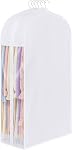 43" Cotton Garment Bag for Hanging Clothes and Storage, 3 Pack Breathable Suit Bags for Closet Storage with 10" Wide Gusset and Clear Window for Suits, Short Dresses, Jackets, Sweaters