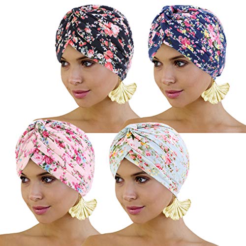 FADACHY Afrikanischer Turban für Frauen Baumwolle Chemo-Kopfbedeckung Mode Druck Kopf Wickel mit Knopf Cover