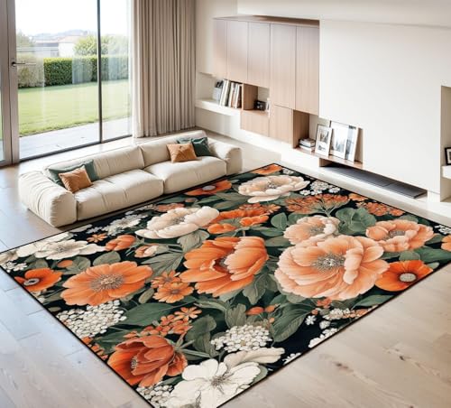 8x10 Area Rugs for Living Room Vintage Floral Large Peony