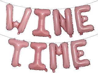 WINE TIME Balloons Banner Multicolor Party Decorations Sign (WINE TIME Pink)