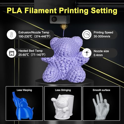 Image of Kretrum PLA Filament 1.75 mm 3D Printer Filaments Cardboard Spool Refills 1 kg Widely Compatible for Most FDM 3D Printers Fits ELEGOO Anycubic FlashForge Creality Bambu Prusa ect. Light Purple