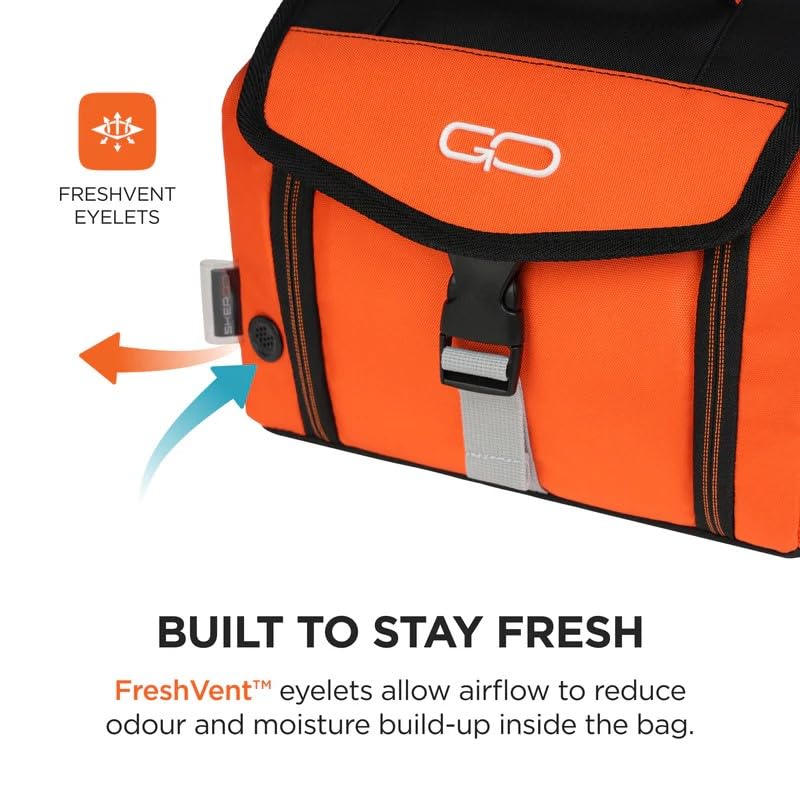 Image of Thermal Lunch Bag | Thermo-Grid Insulated, Water & Leak-Resistant, Easy to Clean | Lightweight School Lunch Box Bag with Shoulder Strap (Orange)