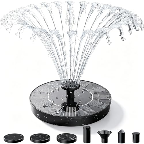 AISITIN Solar Fountain Pump with 6 Nozzles, 2026 Solar Bird Bath Fountains, Upgraded Floating Solar...