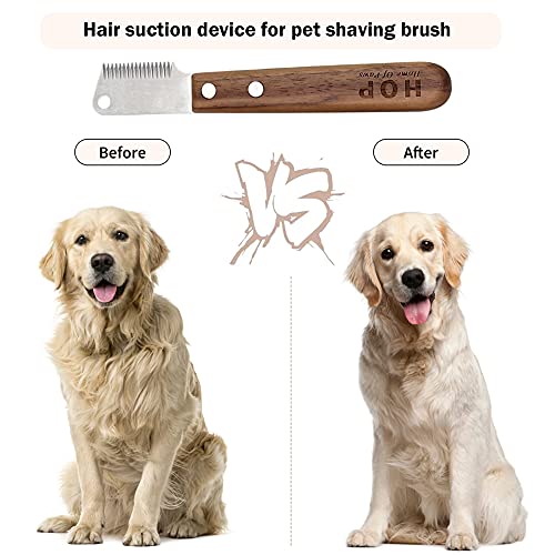 SoeHong Hond professionele strippen kam, roestvrij stalen hondenkam met houten handvat, huisdier verzorging borstel - Image 8
