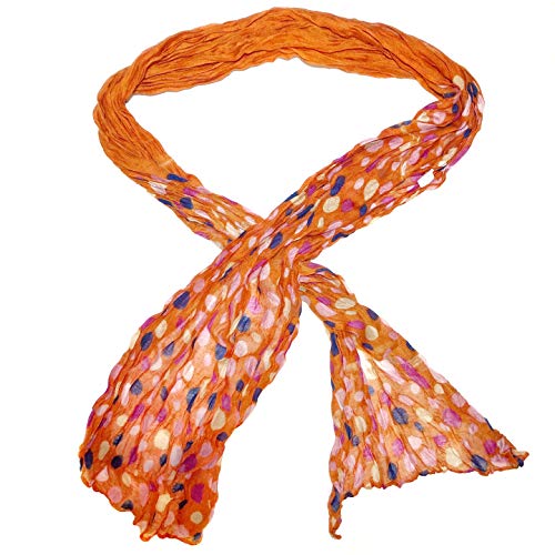 Multi Color Polka Dot Unique Crinkled Long Lightweight Thin Fun Fashion Scarf (Orange) #TOP9