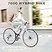 YHUBHSIS Commuter Bike, 700C Road Bike, Adult Hybrid Bike 7 Speed Disc Brake Light Weight Aluminum Frame, Racing Bike for Men Women Bicycle Hybrid Bicycle for Men Adult(White+)