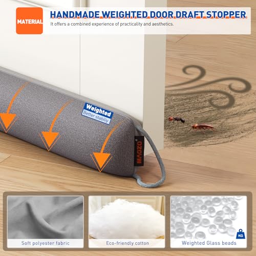 Image of MAGZO Door Draft Stopper, 32 Inch Under Door Draft Blocker Noise Stopper, Weighted Wind Blocker Draft Guard for Bottom of Door, Gray