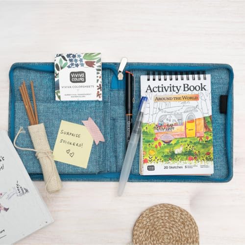 Viviva Multi-Sensory Art Therapy Kit, A6 Size – Mindfulness Art Kit for Adults with 16 Watercolors, Adult Coloring Book, Marker & Waterbrush for Relaxation & Creativity
