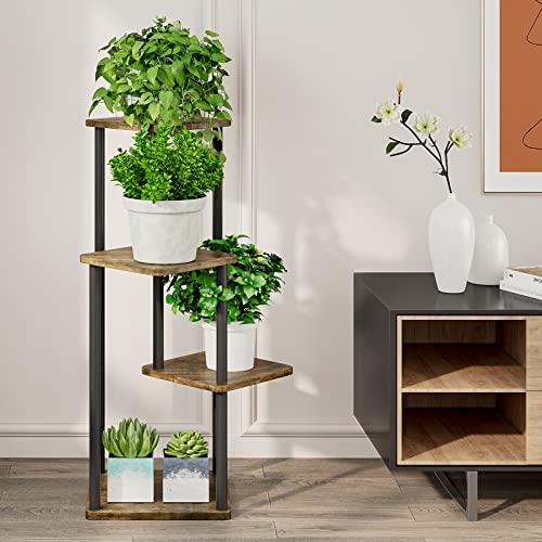 AZERPIAN Pflanzenständer, 4 Etagen, Metall, Blumenregal für mehrere Pflanzen, Ecke, hohe Blumenhalter für Terrasse, Garten, Wohnzimmer… – Ansicht 3
