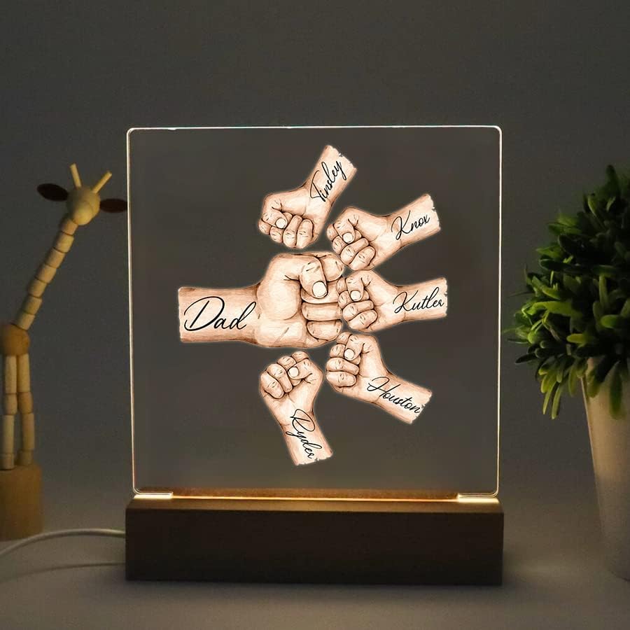 Personalized night light gifts for Dad, Daddy and Kids fist bump nightlight, Dad room decor nightlight, Fathers day gift from kids, Birthday gift for dad, Dad gifts for christmas gift/3