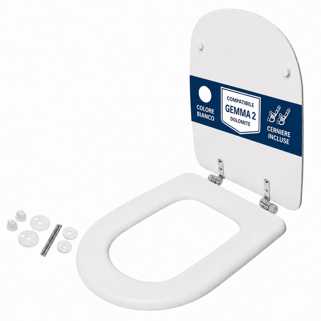 Compatible Gemma 2 Dolomit ECO, Tabletka toaletowa Malowane Drewniane Z Regulowanymi Zawiasami,Oś Wc Biały Kolor HYDRO HOME