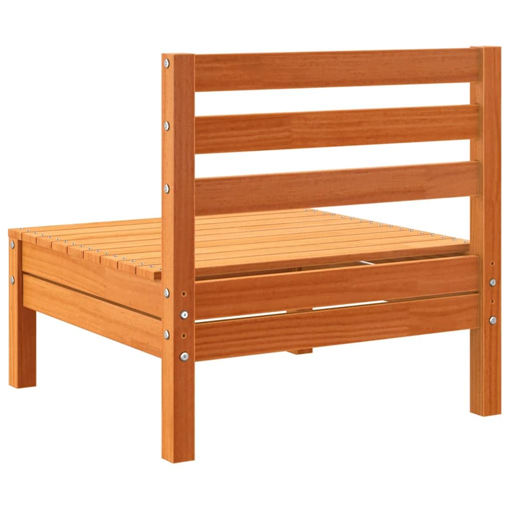 Sofás de jardín sin reposabrazos, 2 unidades, color marrón cera, madera maciza de pino, muebles para exteriores, con diseño de listones y respaldo para terraza, jardín, patio, sofá modular