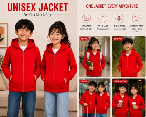 Image of ADBUCKS Rich Cotton Full Sleeves Zipper Jacket with Hoodies for Boys