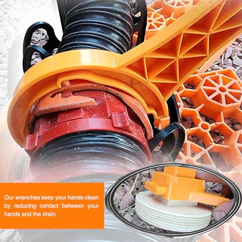 Image of 2 PCS Car Sewer Hose Wrench, 3 inch inch 4 inch inch Sewer Cover Multifunctional Sewer Hose Disassemble Connection Tool, Compatible with Most Cars, RVs, Campers (Orange), JOKBS2061YE-2PC