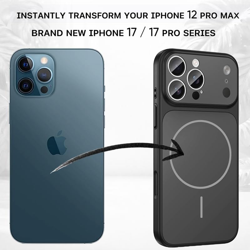 Image of SHINESTAR Converter Case for iPhone 12 Pro Max | Premium Protective Mag-Safe Cover | iPhone 17 Pro / 17 Pro Max Series Style Design | in-Built Camera Guard | Wireless Charging Compatible - Black